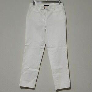 NWT. Ann‎ Taylor The Crop Mid Rise Slim Leg White Pants Women's Size 0